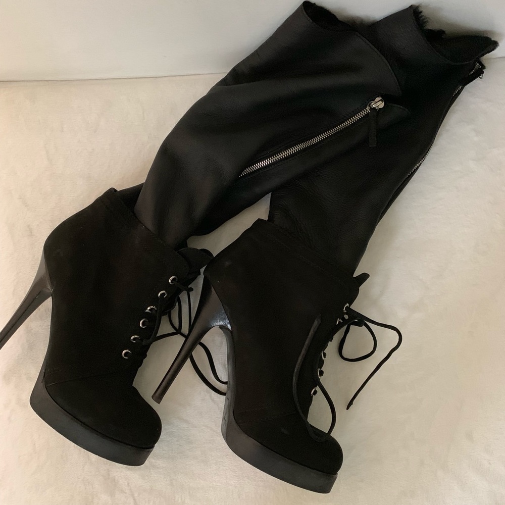 ‼️HOT‼️GIUSEPPE ZANOTTI‼️SHEARLING LEATHER BOOTS‼️ - Picture 3 of 8